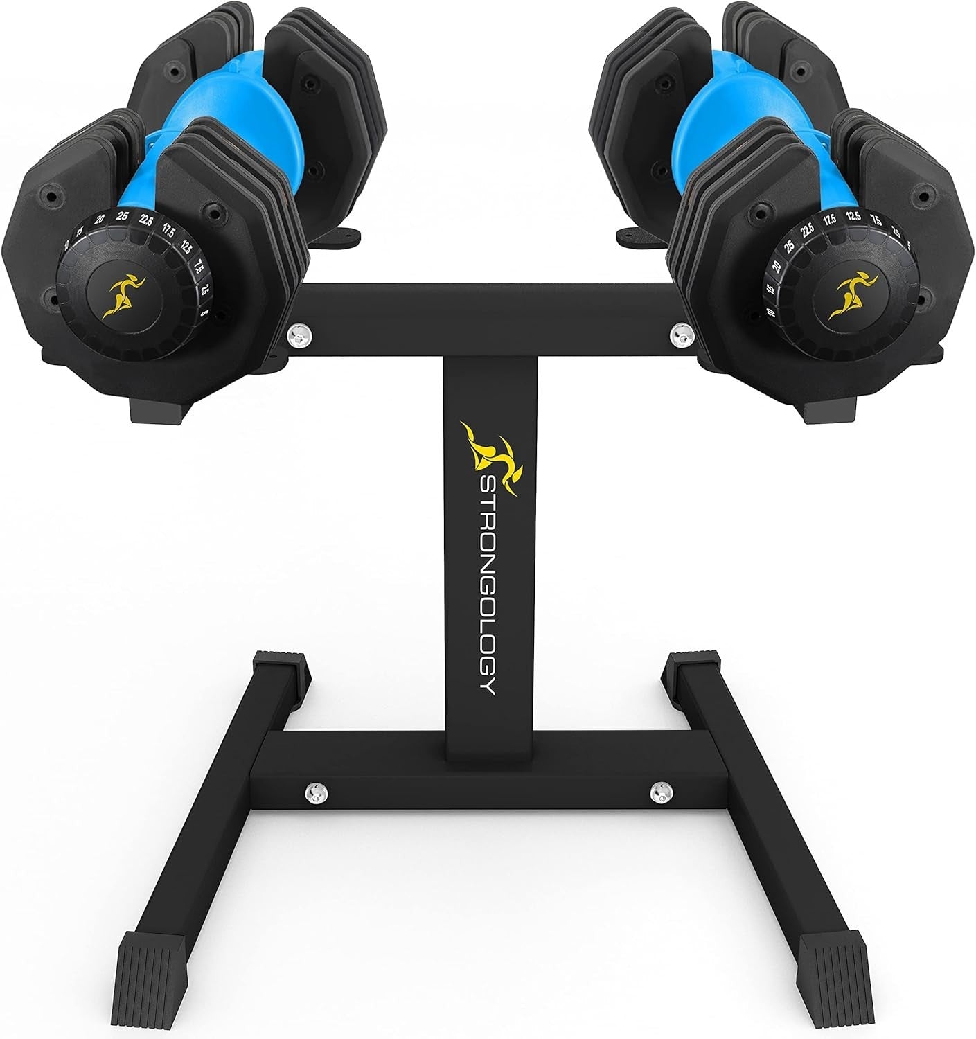 Adjustable Dumbbells Pair Up to 25KG with Floor Stand Space Saving Home Gym