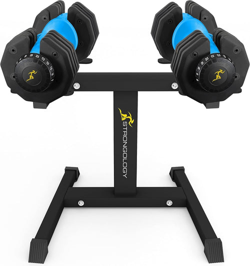 Adjustable Dumbbells Pair Up to 25KG with Floor Stand Space Saving Home Gym