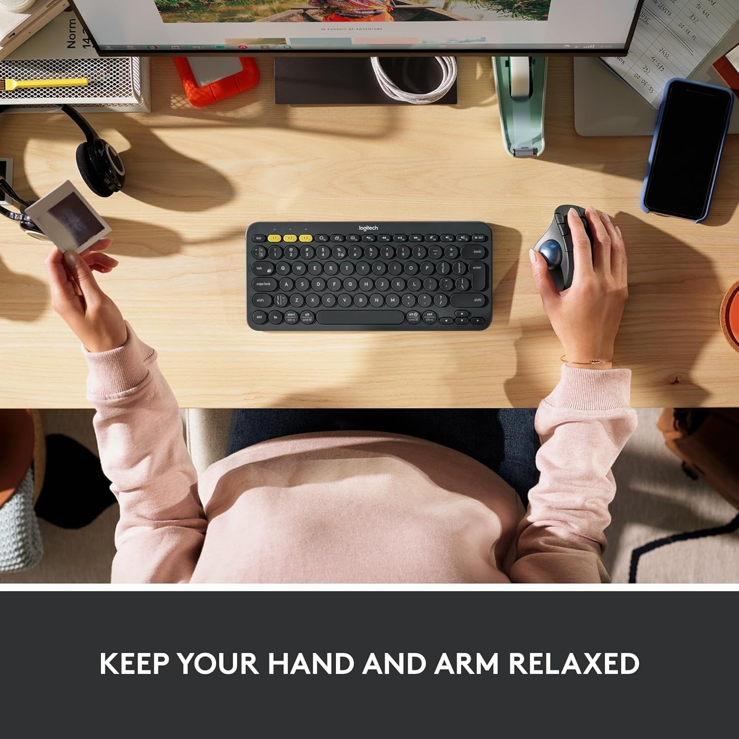 Wireless Trackball Mouse Ergonomic Bluetooth USB Thumb Control