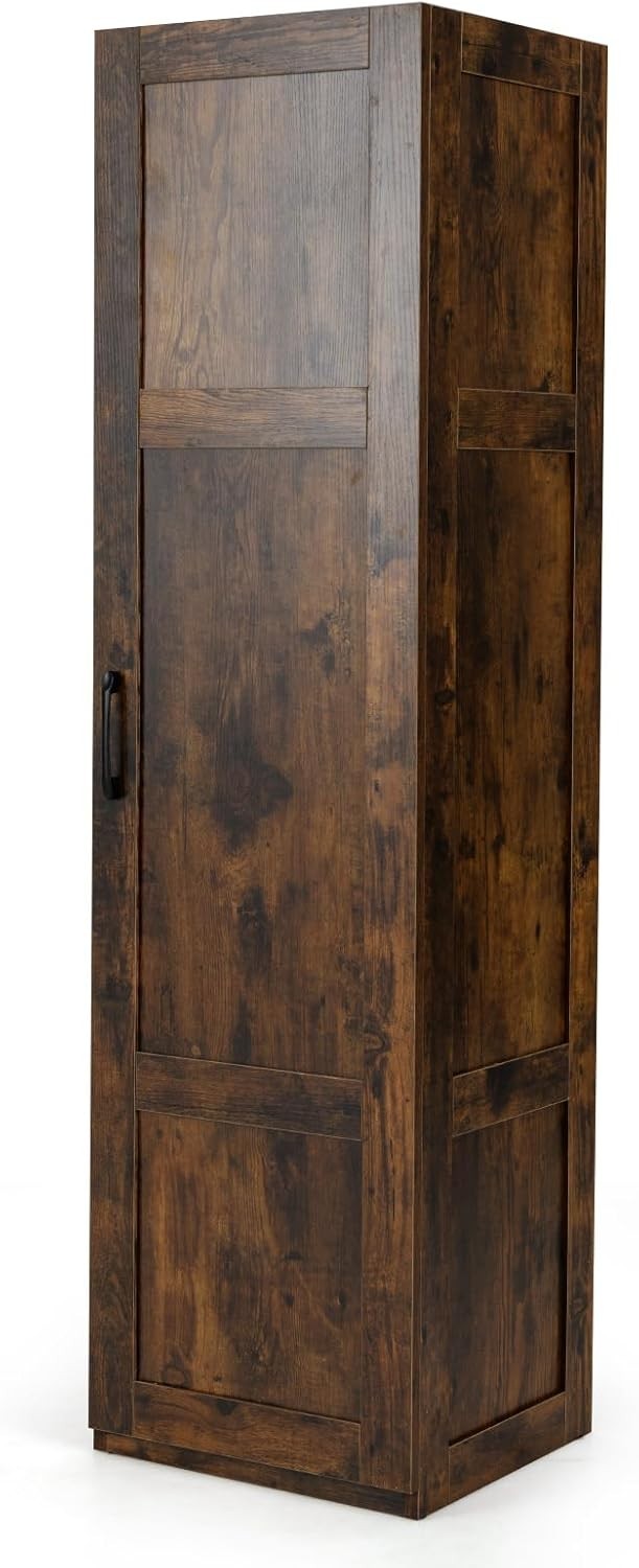 Rustic Brown Tall Kitchen Cupboard 4-Tier 4 Doors 150H
