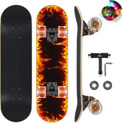 31" Complete Skateboard LED Wheels Maple Double Kick Youth Adult Board