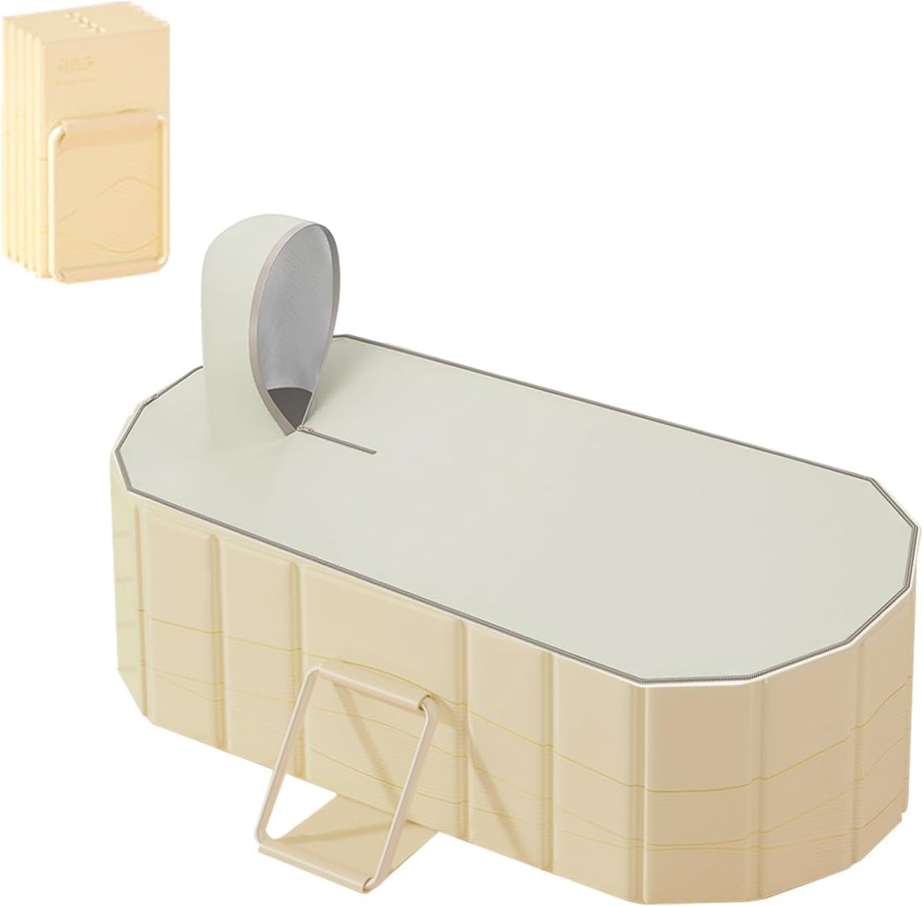 Portable Foldable Bathtub 120x55cm Adult Spa Bath Tub Insulated Lid & Seat