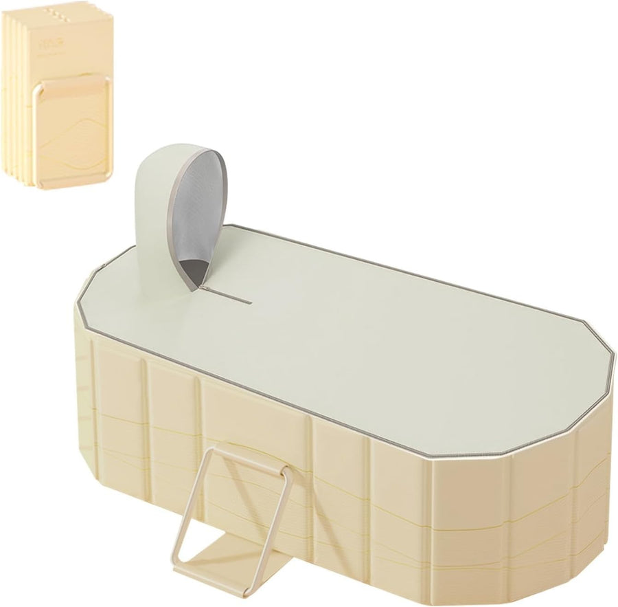 Portable Foldable Bathtub 120x55cm Adult Spa Bath Tub Insulated Lid & Seat