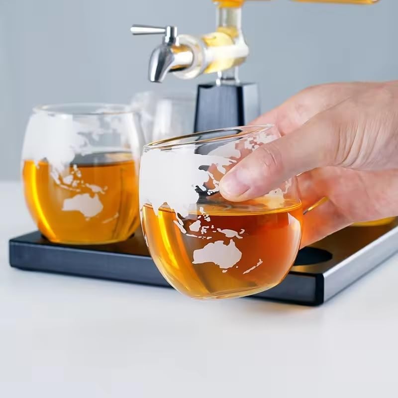 Whiskey Decanter Set 1000ml Crystal Decanter 4 Glasses Wooden Base Gift