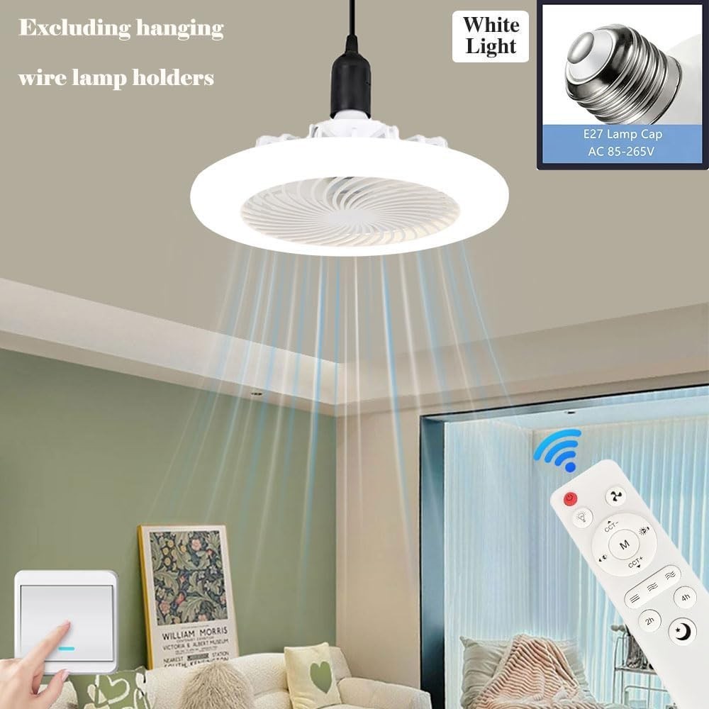 2-in-1 LED Ceiling Fan, 3 Speeds, 3 Color Temps, Dimmable, Remote Control