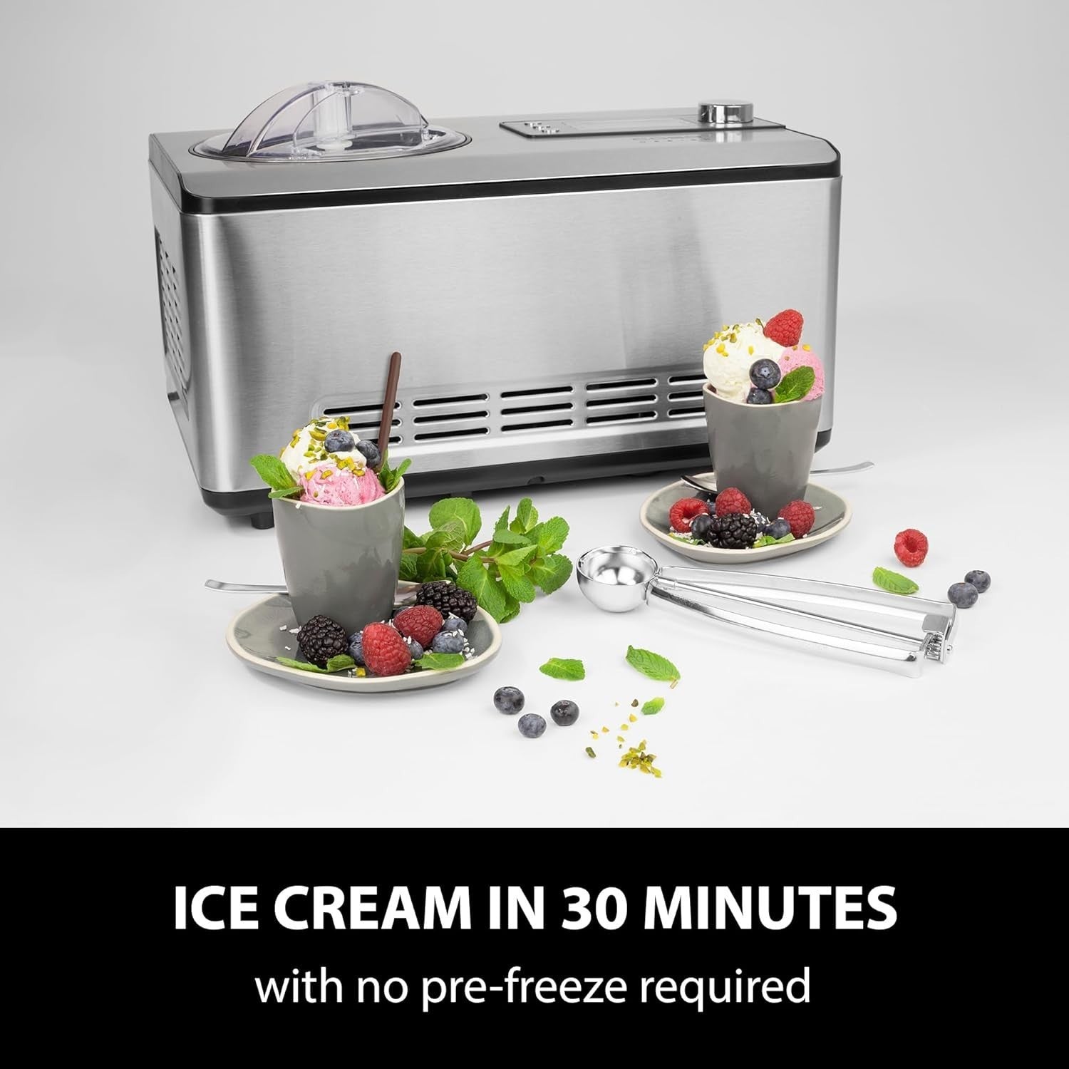 Ice Cream Maker With Compressor 2L No Pre Freeze Gelato Machine