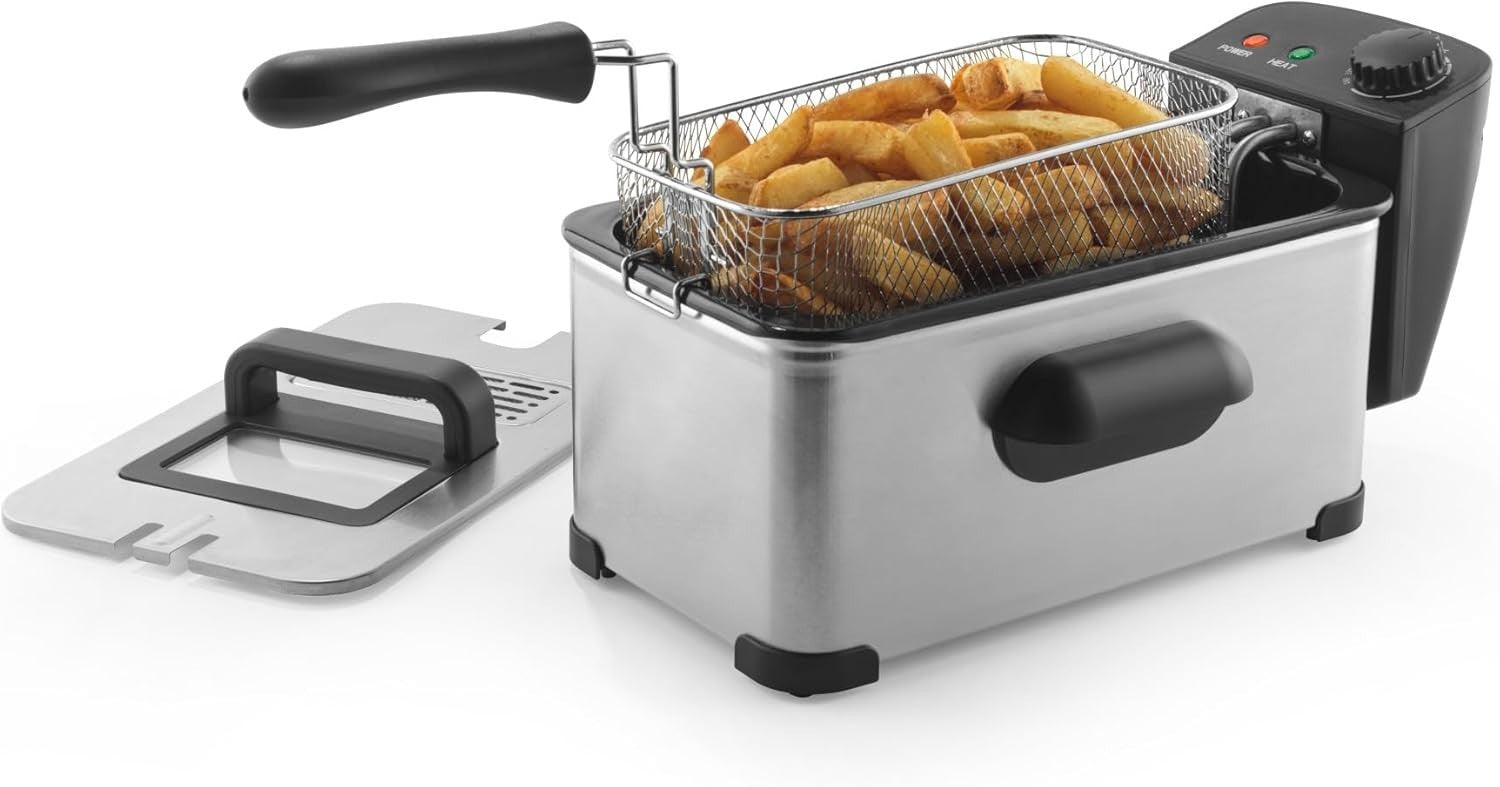 3L Deep Fat Fryer 2000W Adjustable Temp Viewing Window Easy Clean