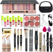 All-in-One Makeup Kit – Eyeshadow, Lipstick, Foundation & Brushes