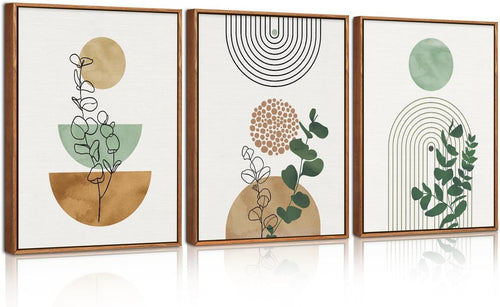 Boho Terracotta Green Abstract Canvas Wall Art Set 30x40cm