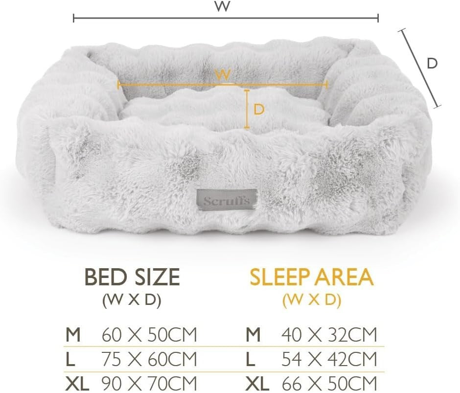 Luxury Faux Fur Dog Box Bed 60x50cm Bolstered Washable