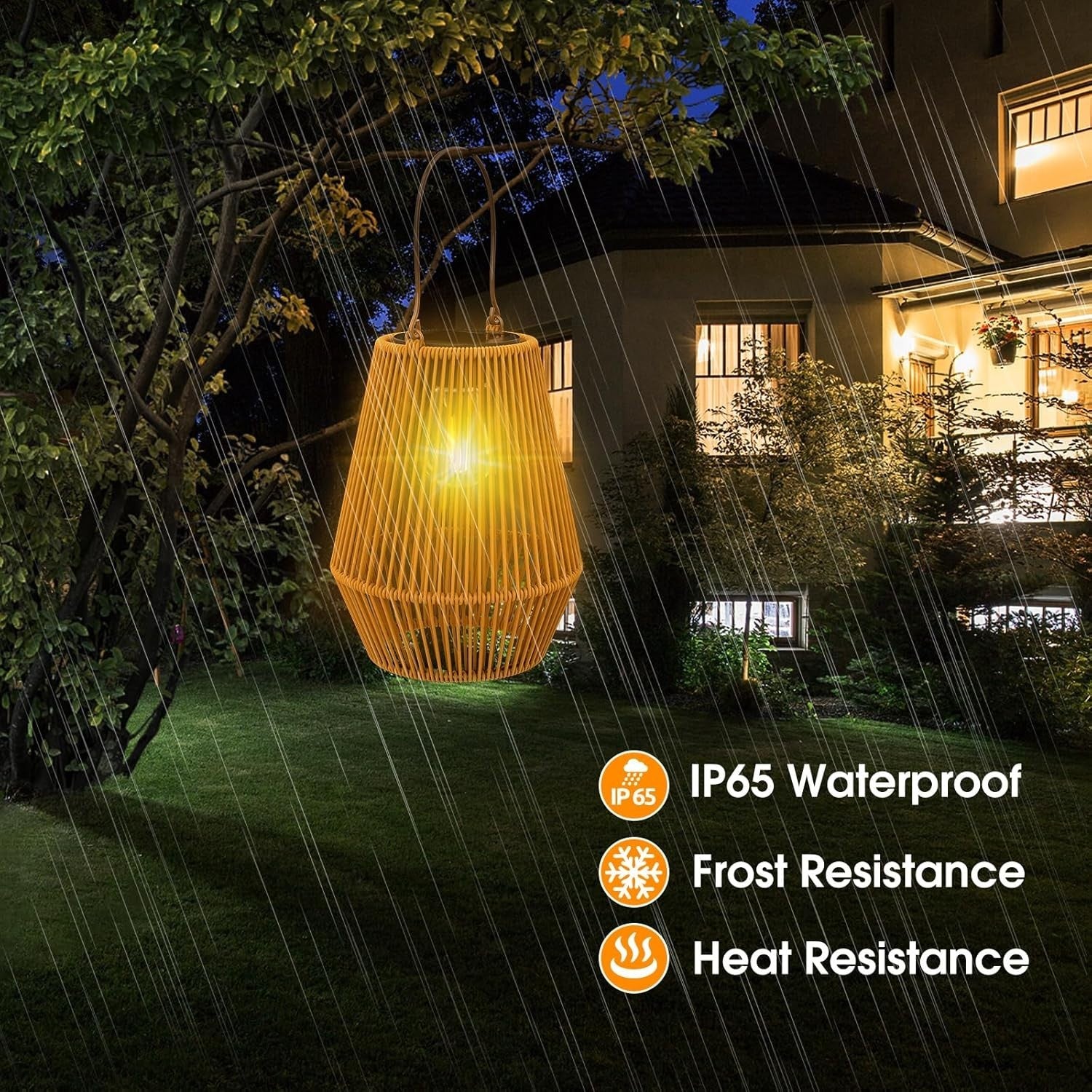 4 Pack Solar Rattan Lanterns Outdoor Garden Waterproof