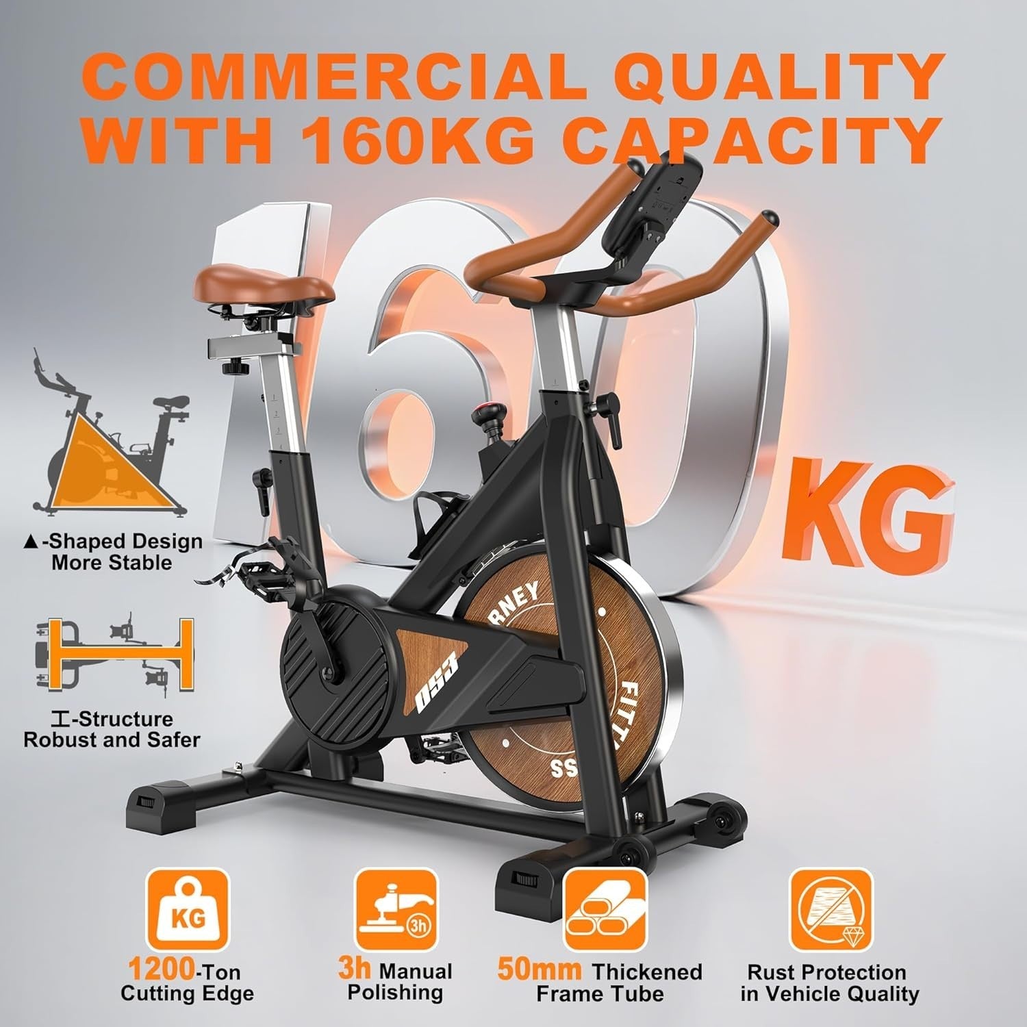 Bluetooth Magnetic Exercise Bike w/ LCD Monitor, 100 Resistance Levels & 160kg