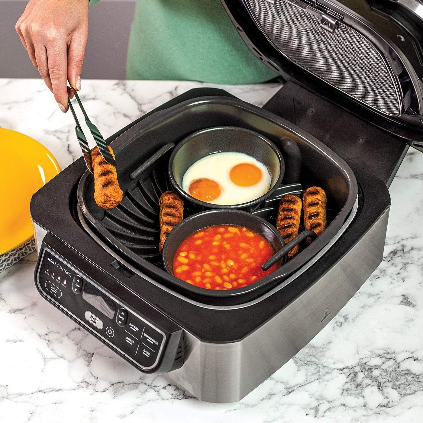 Health Grill Air Fryer 3.8L 6-in-1 Digital Probe + Nonstick Griddle Cup