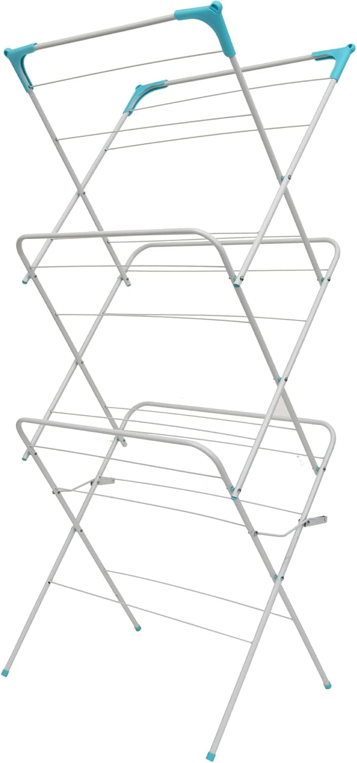 3 Tier Clothes Folding Laundry Drying Rack Indoor Outdoor Space Saving