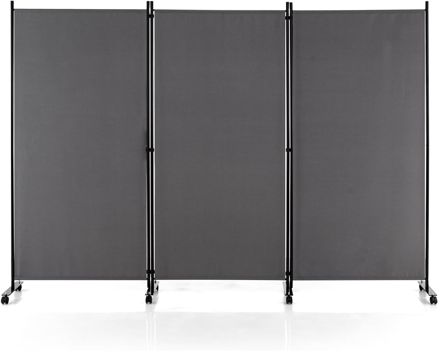 3-Panel Grey Folding Room Divider 260x30x180cm Privacy Screen Partition