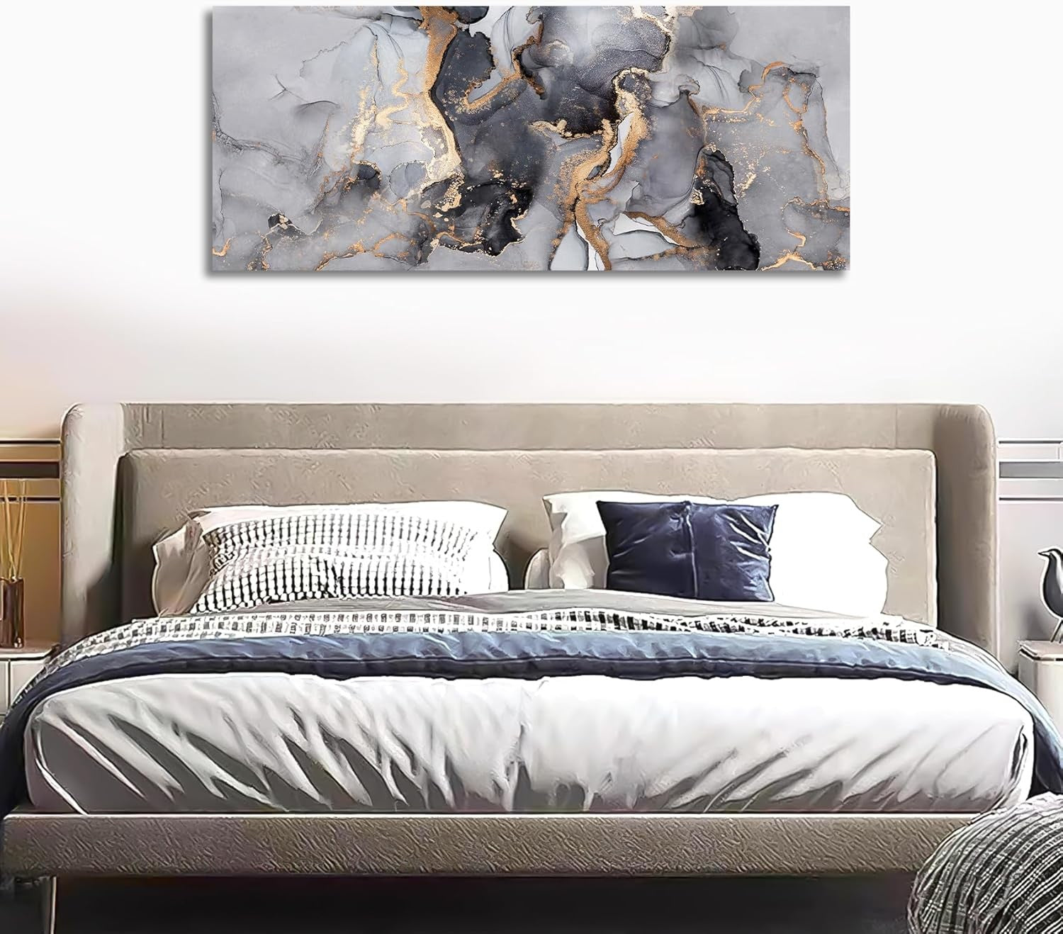Large Abstract Marble Canvas Wall Art 120x50cm Framed Print
