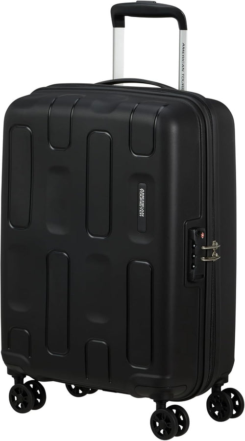 55cm Cabin Hard Shell Suitcase Lightweight 4 Spinner Wheels TSA Lock Black