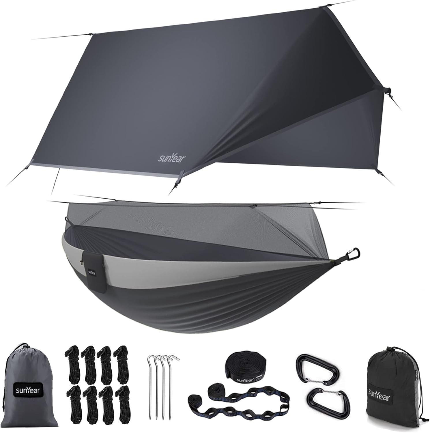 Camping Hammock Tent with Rain Fly | Double Bug Net Hammock | Lightweight Hiking