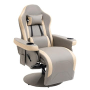 Gaming Recliner Chair Swivel Armchair w/ Footrest Cup Holders Pockets Grey (SV)