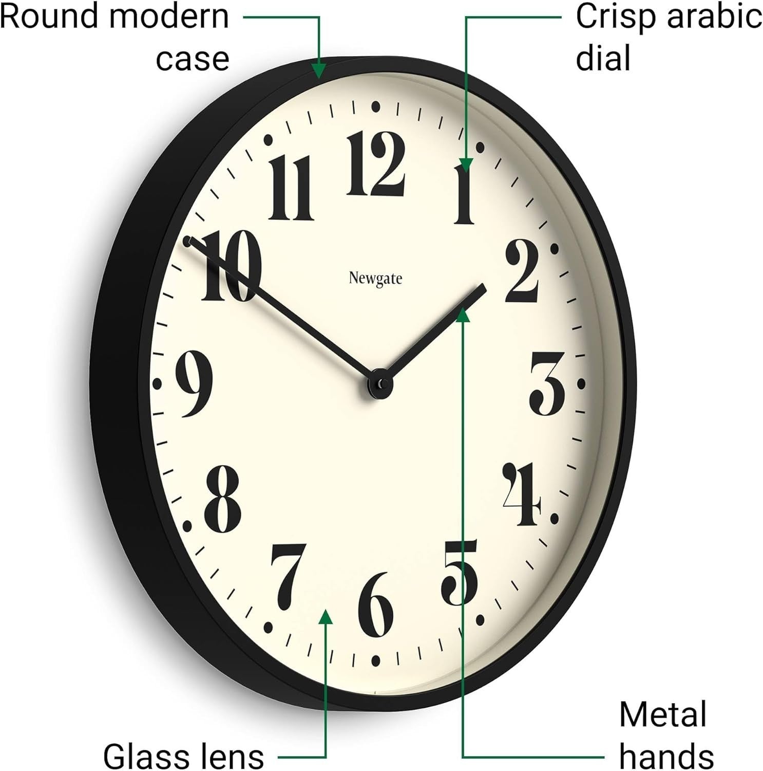 Silent Sweep Wall Clock 45cm | Modern Round Kitchen Living Room Office Timer