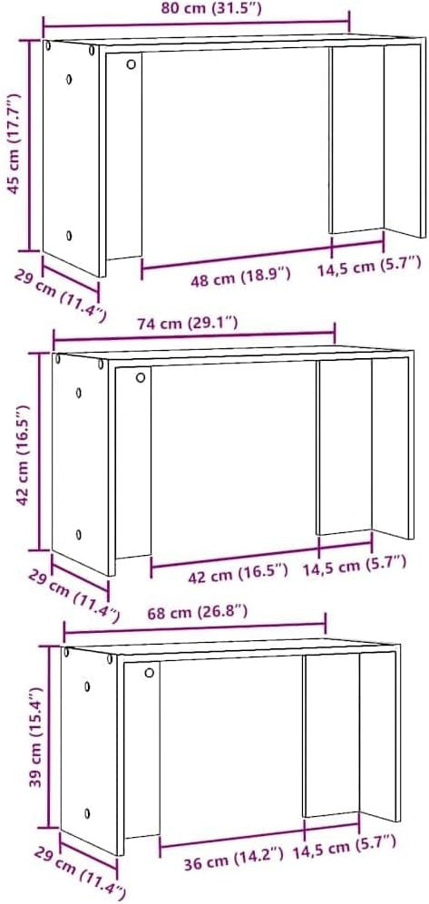 Modern Sonoma Oak End Table Set Nesting Side Coffee Tables Living Room