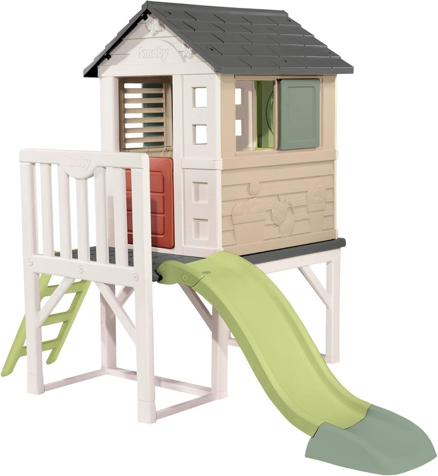 Kids Playhouse on Stilts Indoor Outdoor w Slide Windows Garden