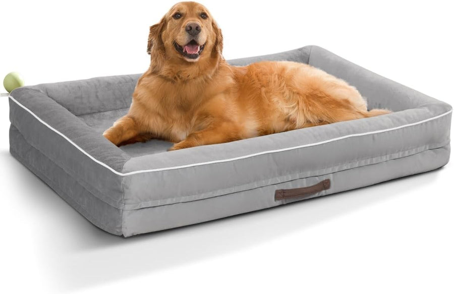 XL Orthopedic Dog Bed 117x76cm Waterproof Washable Light Gray