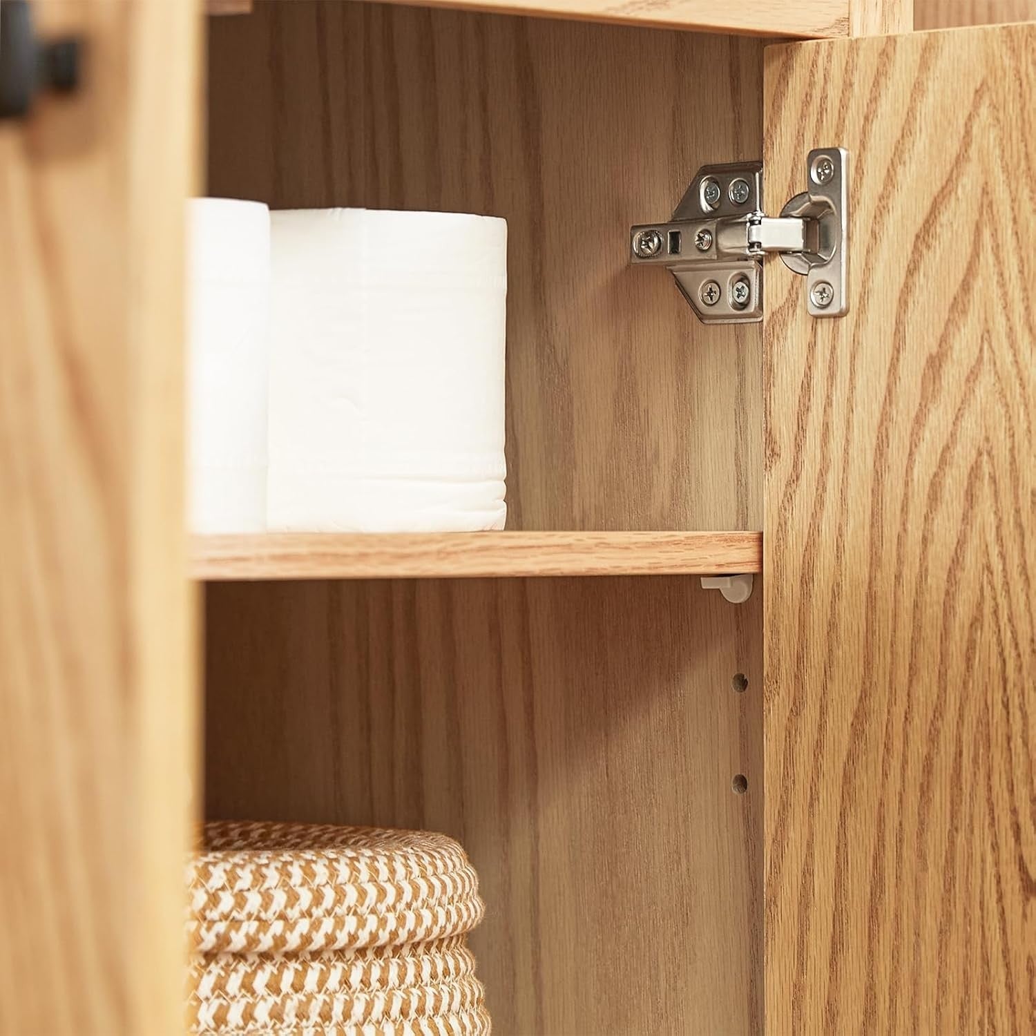 Natural Oak Bathroom Vanity Cabinet 60cm Under Sink Storage Unit with Double