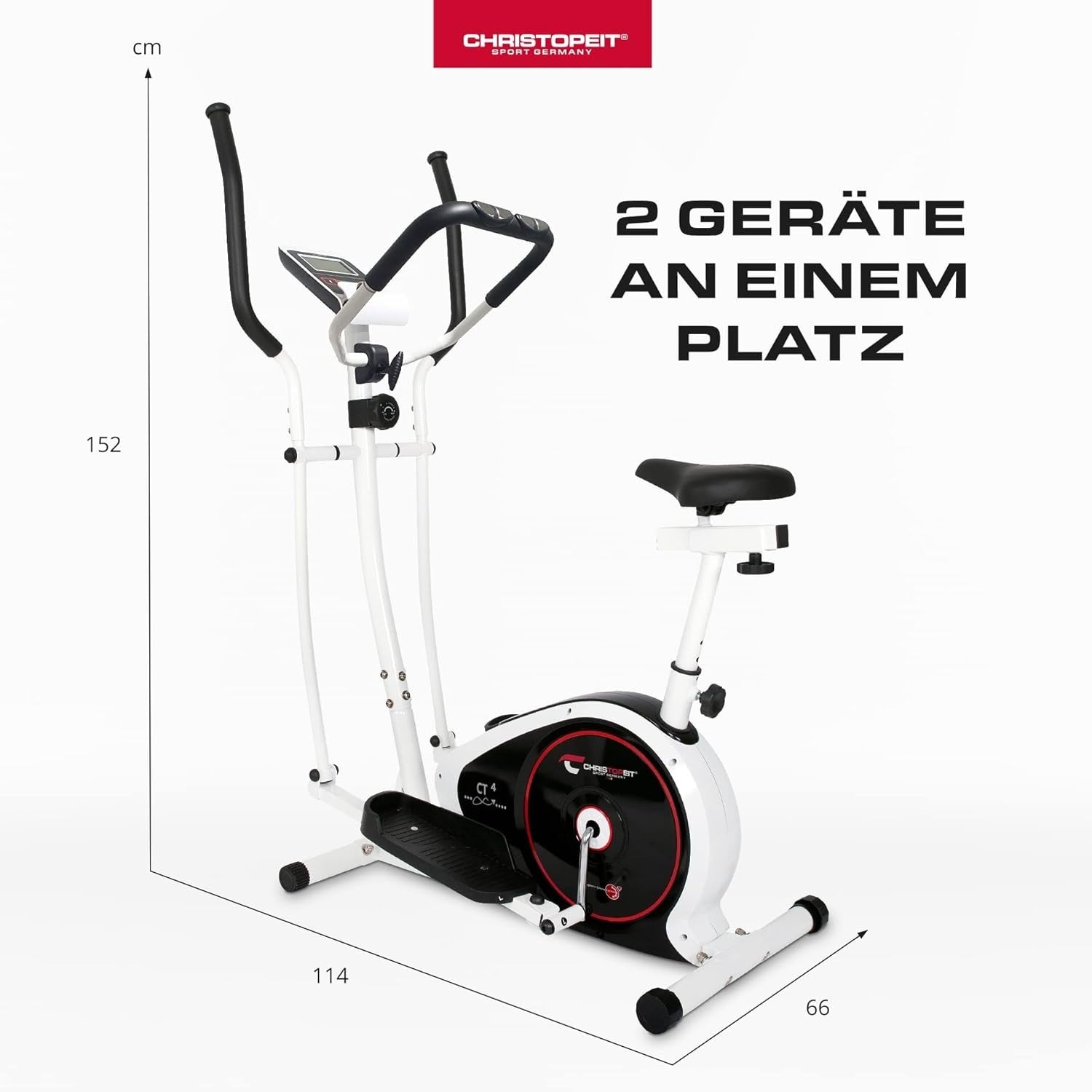 2-in-1 Elliptical Cross Trainer & Exercise Bike with Seat 8-Level Magnetic LCD