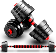 10KG Adjustable Dumbbell & Barbell Set 2-in-1 Home Gym Weights Pair
