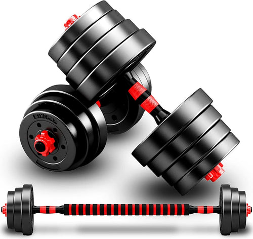 10KG Adjustable Dumbbell & Barbell Set 2-in-1 Home Gym Weights Pair