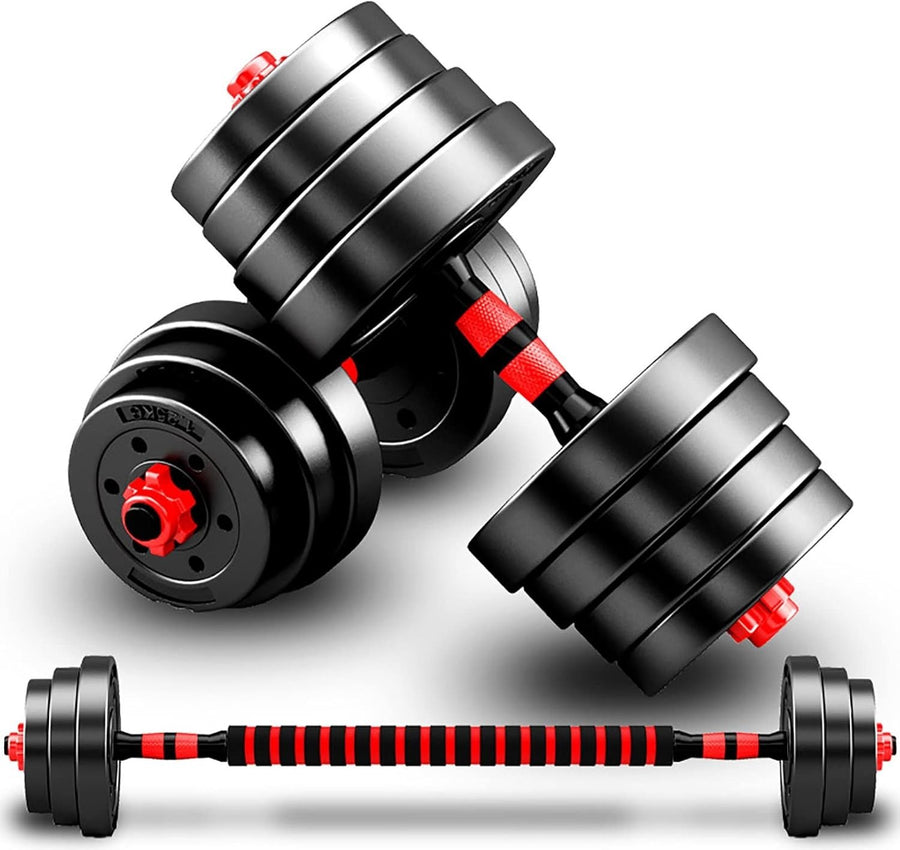 10KG Adjustable Dumbbell & Barbell Set 2-in-1 Home Gym Weights Pair