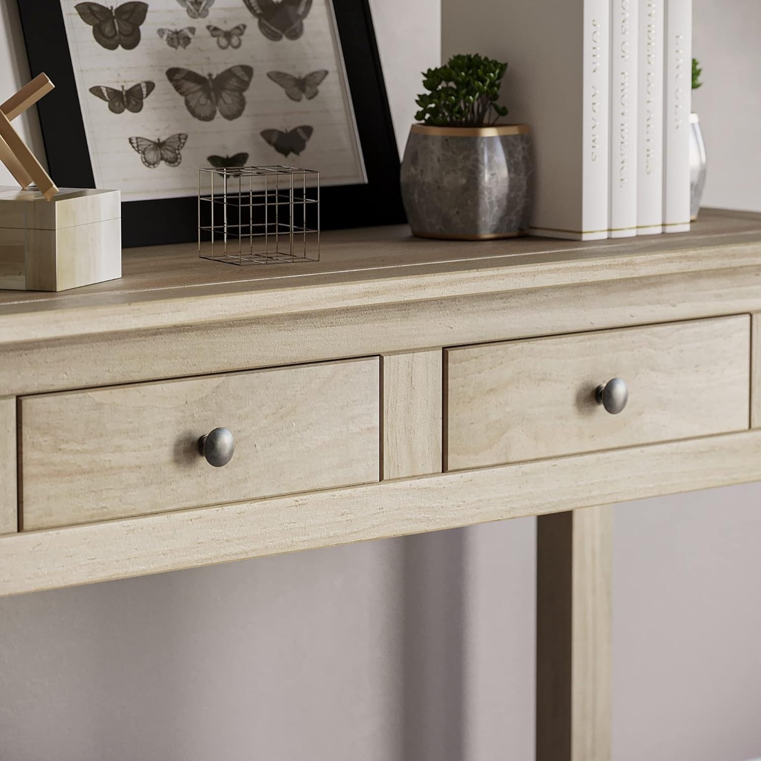 Natural Oak Console Table with 2 Drawers, Compact & Durable 40x110x72 cm