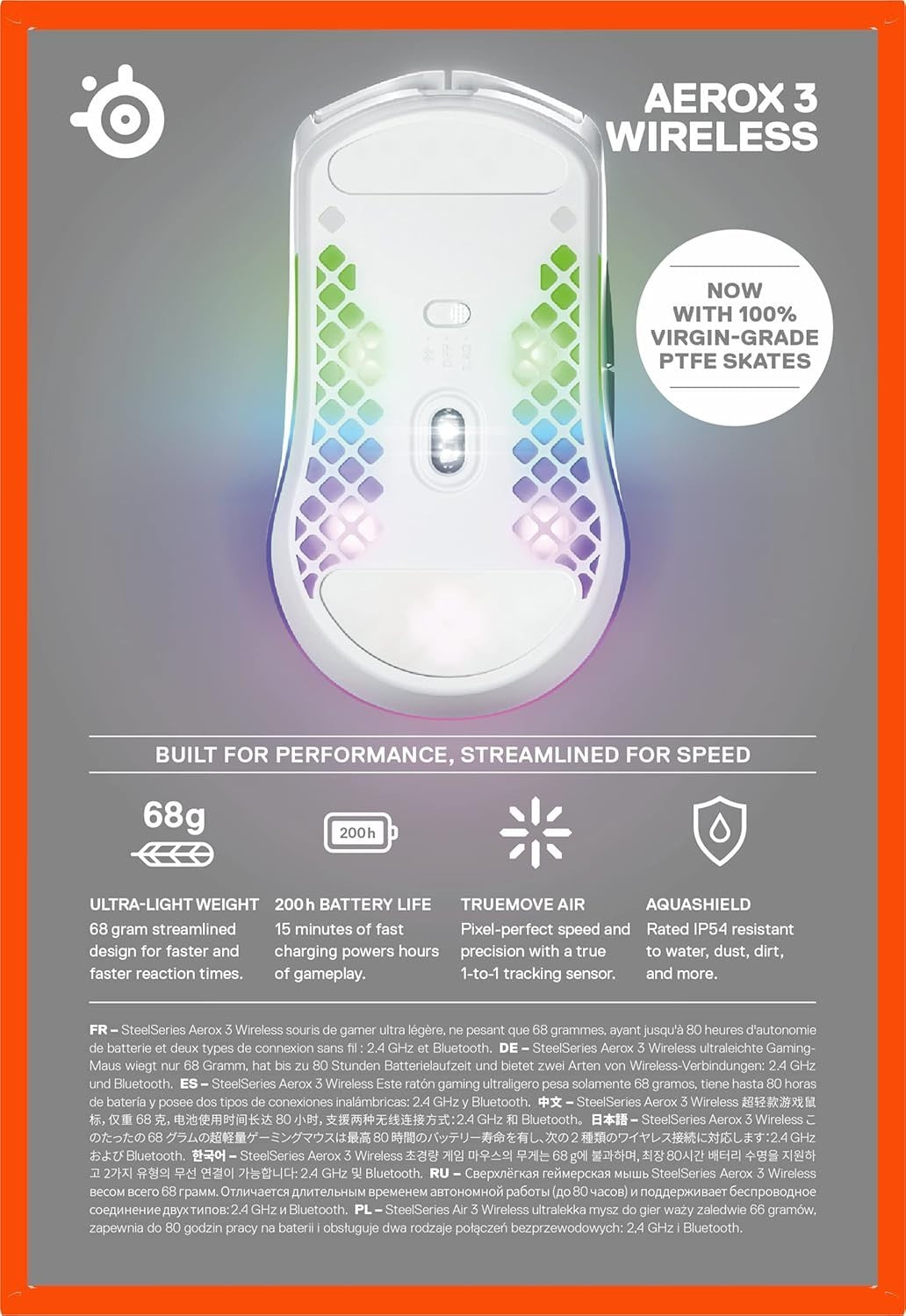 Ultra Lightweight Wireless Gaming Mouse RGB 18K DPI Bluetooth 2.4G Rechargeable