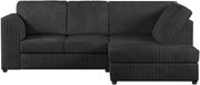 Black Corner Sofa RHF Corduroy 4 Seater Couch Memory Foam L-Shape Comfy UK