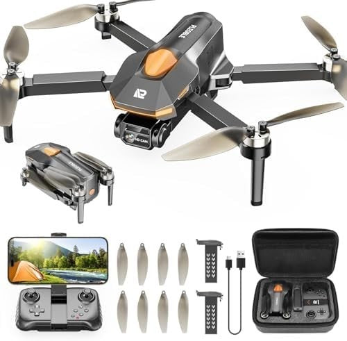 Foldable 1080P HD Camera Drone with Brushless Motor, Tap Fly & 2 Batteries