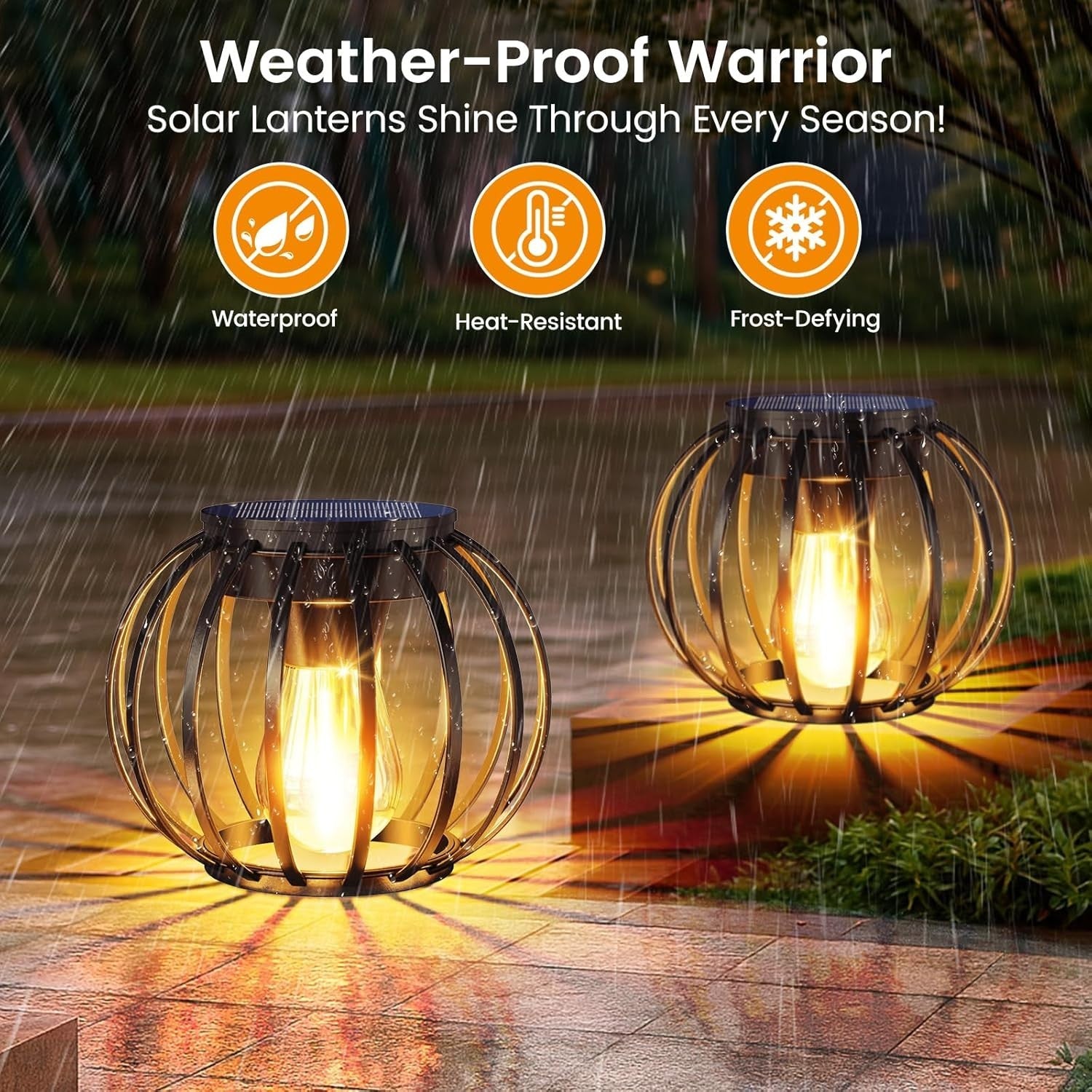 4-Pack Hanging Solar Lanterns Outdoor Waterproof Metal Garden Lights