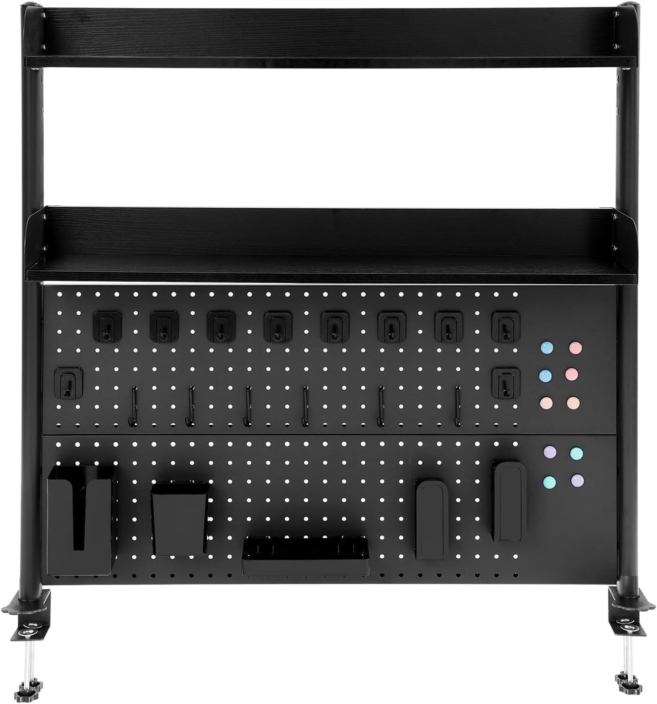Clamp-On Desk Pegboard Shelf 2-Tier Desktop Organizer Privacy Panel Black