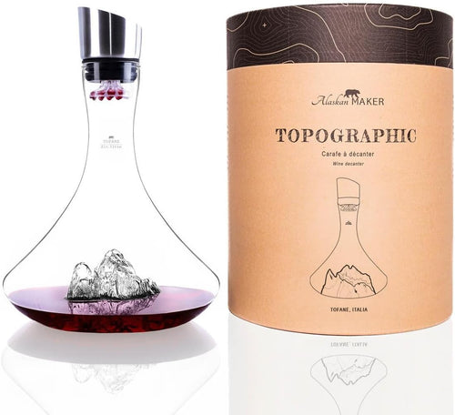 Luxury 1.8L Hand-Blown Wine Decanter with Mountain Base & 3-in-1 Stopper