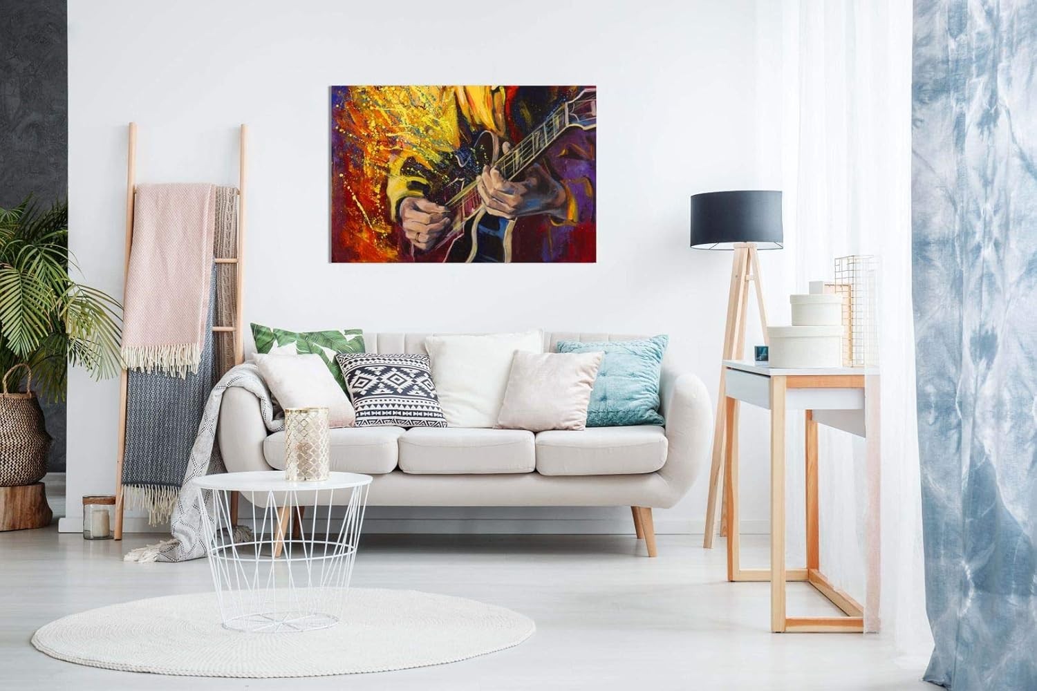 Guitar Music Canvas Wall Art 18"x12" Modern Musical Instrument Print