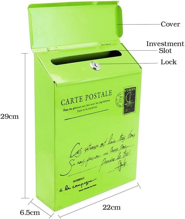 Lockable Retro Wall Mounted Post Box – Weatherproof Metal Mailbox for Home
