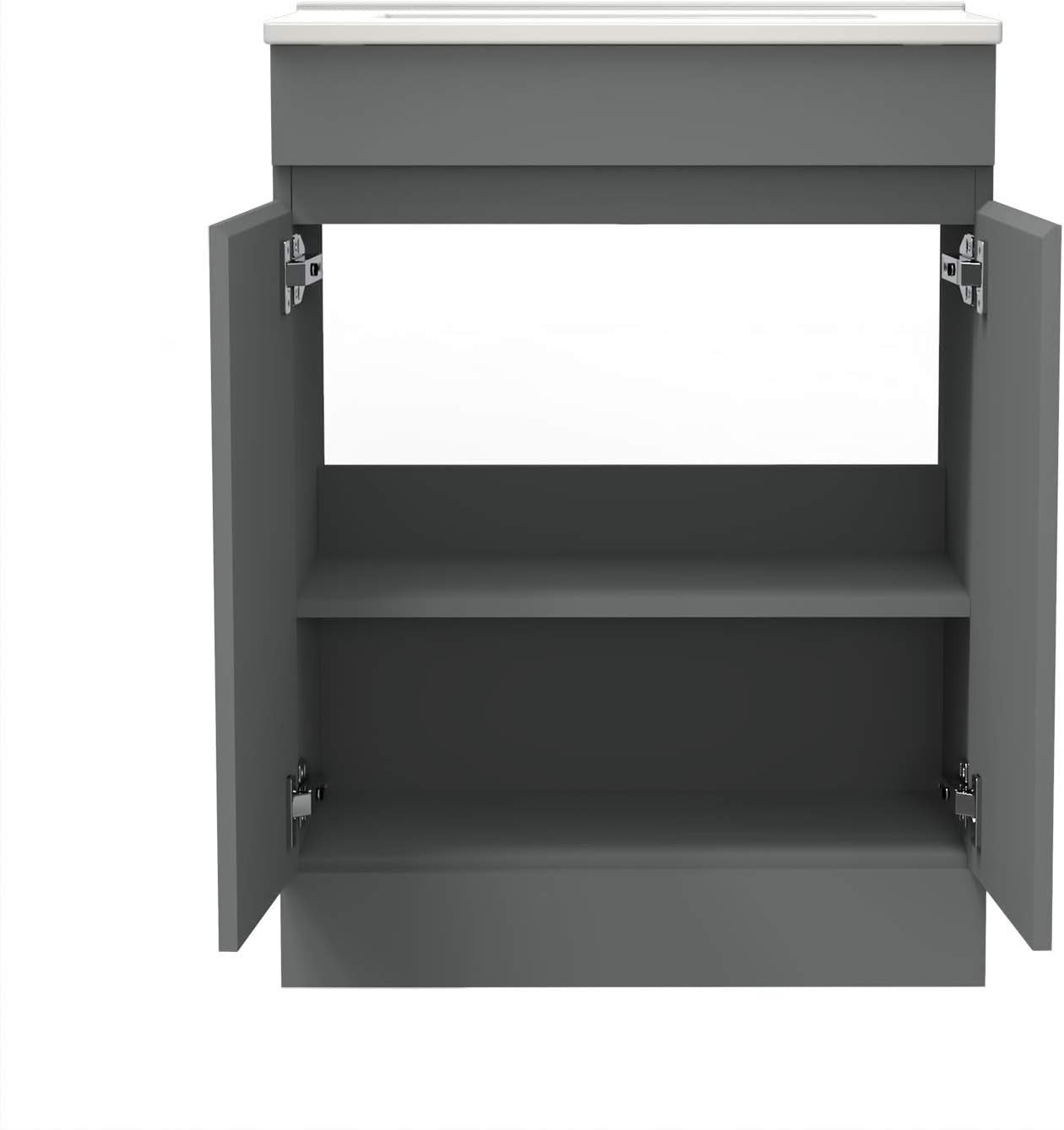 500mm Matt Grey Floor Standing Vanity Unit with Basin 2 Door Sink Cabinet