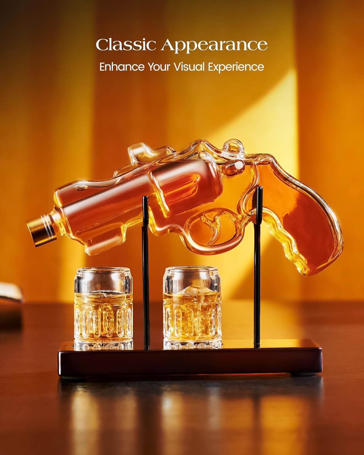 Gun Whiskey Decanter Set with 2 Glasses 266ml Novelty Liquor Dispenser Gift