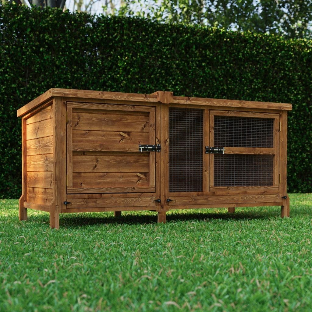 XL Outdoor Rabbit Hutch Wooden Pet House Large Single Tier Secure Cage