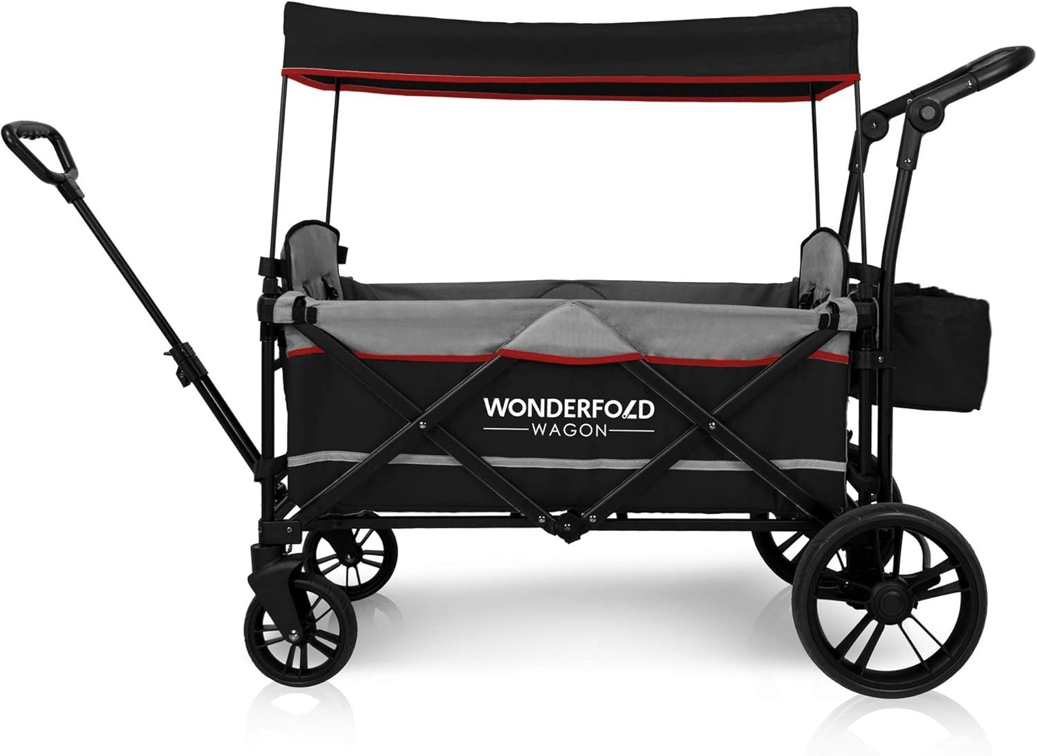 Twin Double Stroller Wagon Push Pull with Canopy Adjustable Handle 2-Seat Black