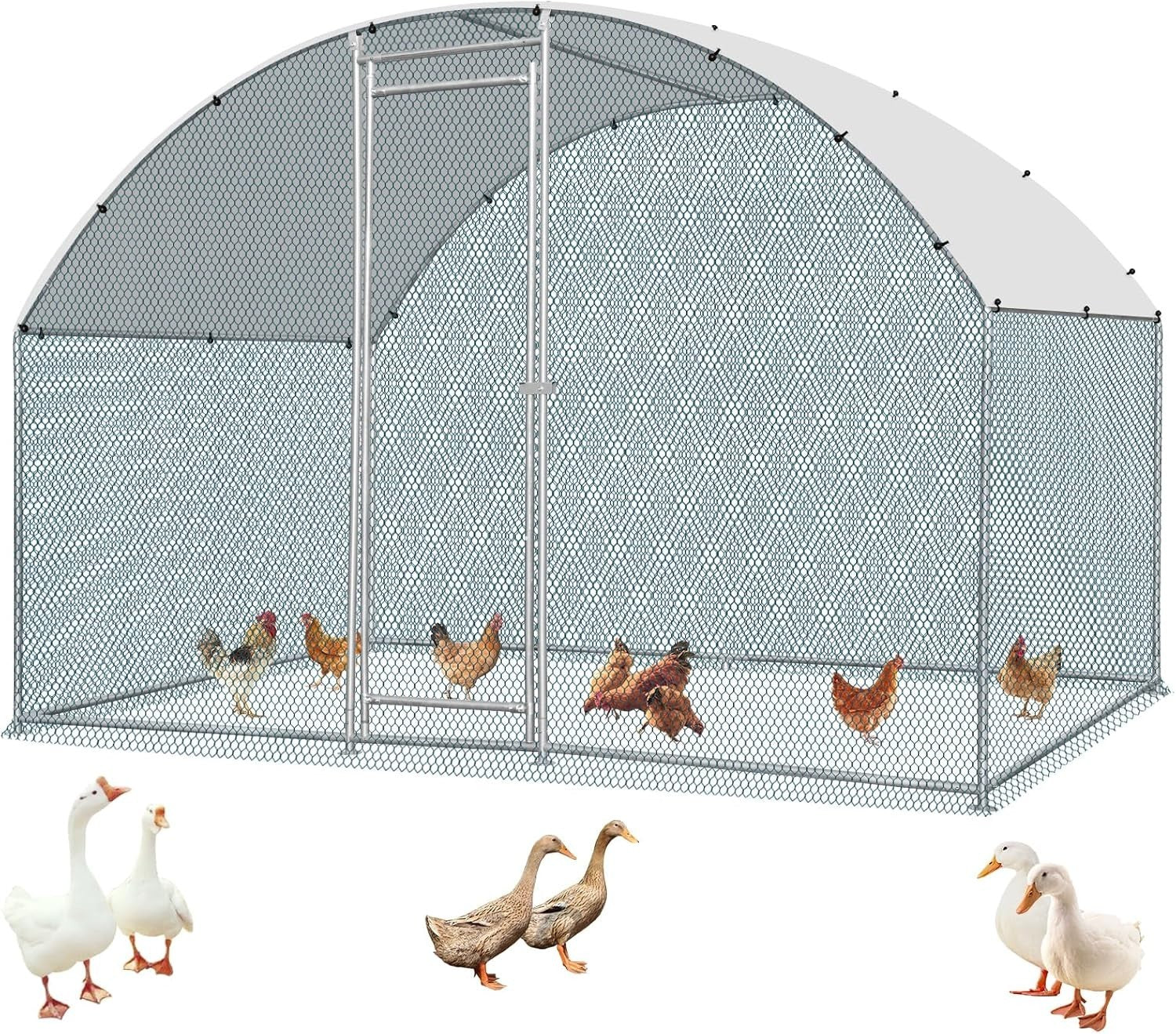 Large Walk In Chicken Coop Run 3x2x2m Galvanised Metal Cage Roof
