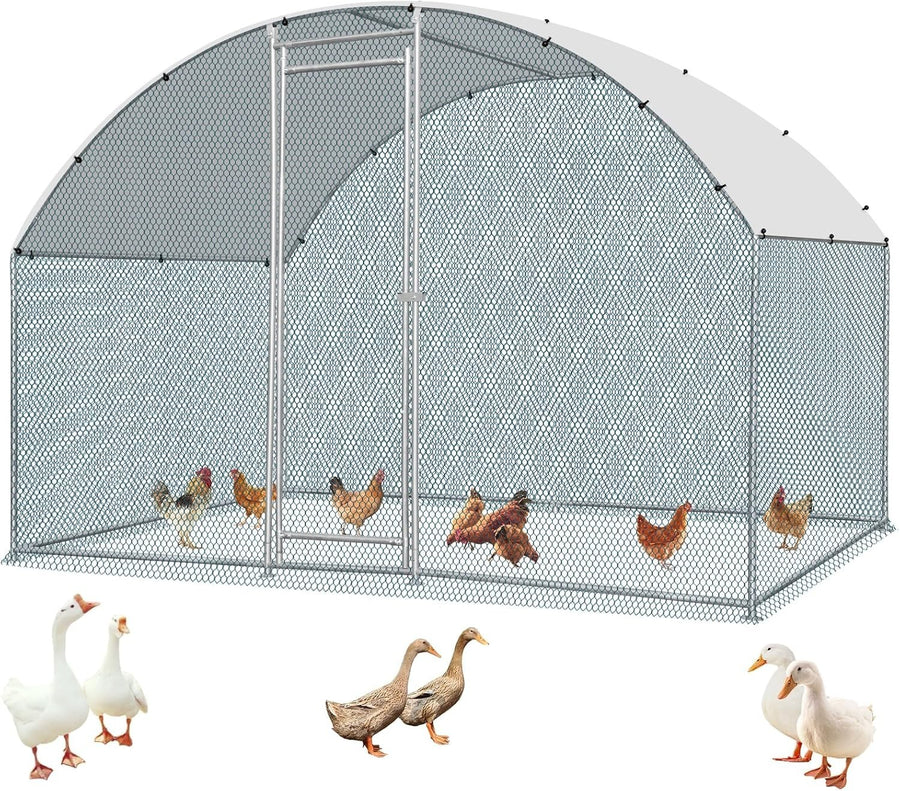 Large Walk In Chicken Coop Run 3x2x2m Galvanised Metal Cage Roof