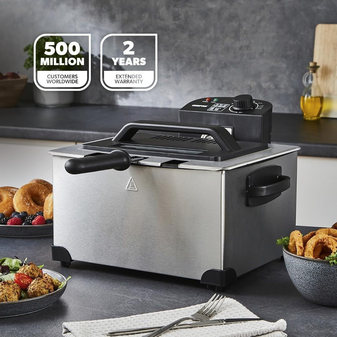 5L Deep Fat Fryer Triple Basket Electric Fryer 2000W Temp Control