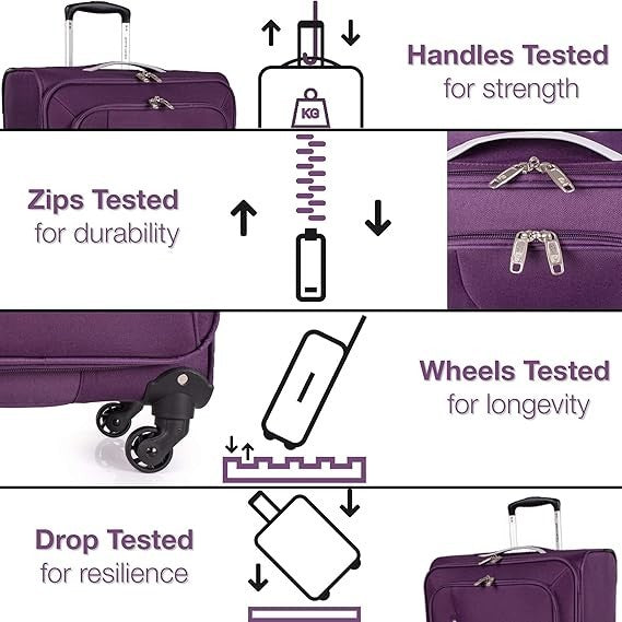 Lightweight Check In Soft Suitcase 4 Wheel Spinner 26 Inch Travel Case