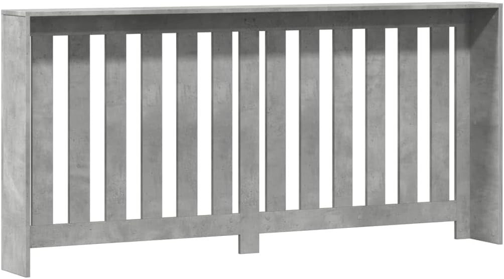 Concrete Grey Radiator Cover Cabinet 175x20x82cm | Modern Slatted Heater Cover